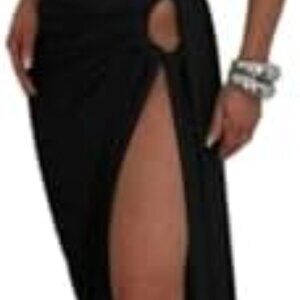 Women's Sexy Y2K Maxi Skirt Set Sleeveless Crop Top High Slit Bodycon Night Out
